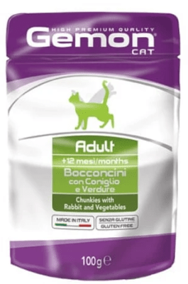 Gemon Pouch Cat Adult Rabbit 100 grs1