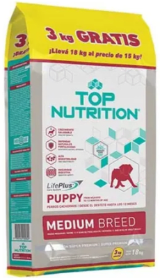Top Nutrition Perro Cachorro Raza Mediana 15 KG1