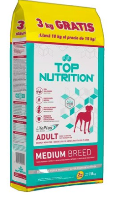 Top Nutrition Perro Adulto Raza Mediana 15 KG1