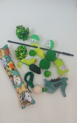 Kit juguete verde para gato