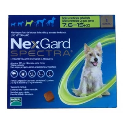 NEXGARD SPECTRA INTERNO-EXTERNO 1 COMPRIMIDO 7.6 A 15 KG