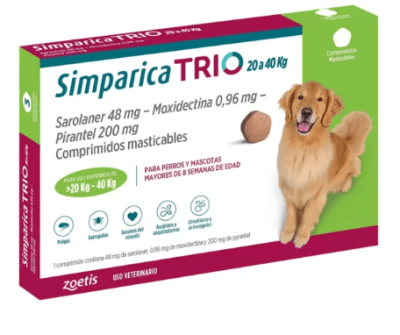 SIMPARICA TRIO 20-40 KG x 1 COMPRIMIDO