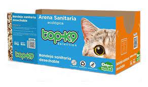 Bandeja Sanitaria Desechable Topk9 Con 2 Kg. De Arena Ecológica