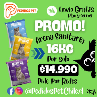 Promoción Arena Misifus Manzana 16 KG