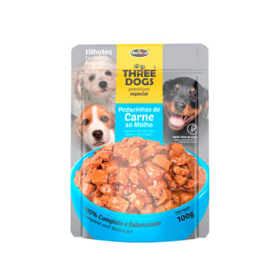 Sachet Three Dog Cachorro Carne 100 Gr.1