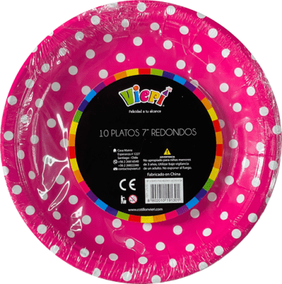 plato polka redondo fucsia x10