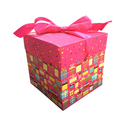 Caja plegable rosada 22x22cm