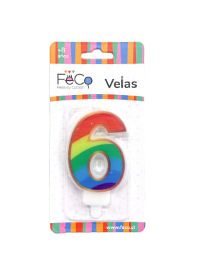 vela arcoiris numeral N6