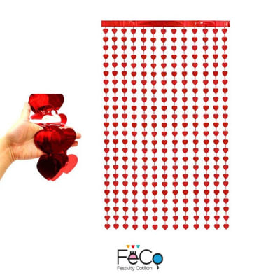 Cortina metalica corazon rojo 1x2m