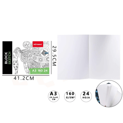 Block skecth dibujo 160g A3 24 hojas