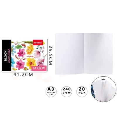 Block acuarela 240g A3 20 hojas