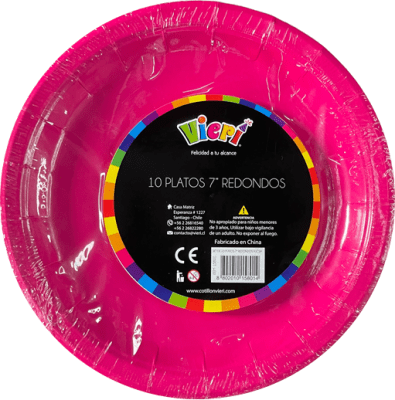 plato redondo fucsia x10