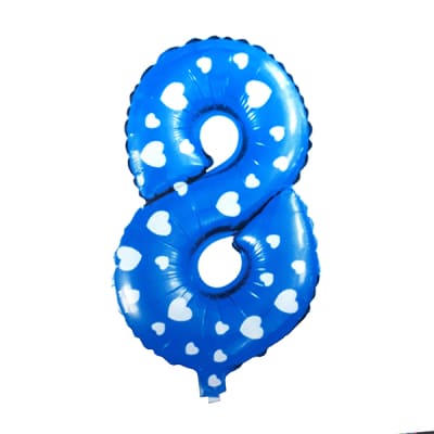 Globo metalico azul corazon n8