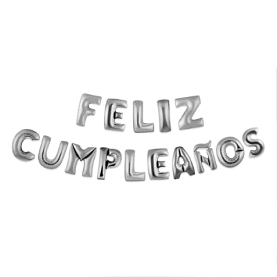 Globo metalico feliz cumpleaños plateado