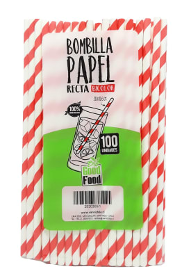 Bombilla Papel Roja X100