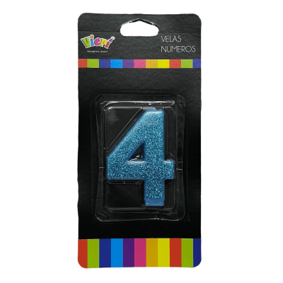 Vela Glitter Azul N4
