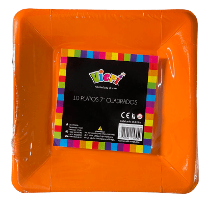 plato cuadrado naranjo x10