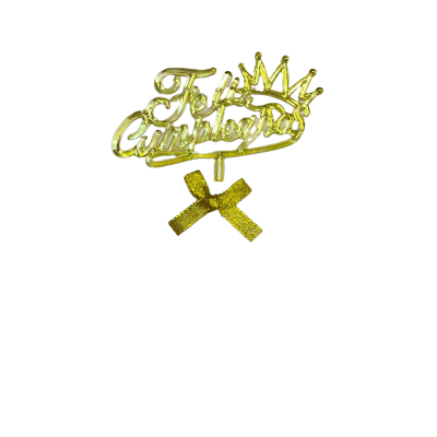 Deco Torta Feliz Cumpleaños dorado