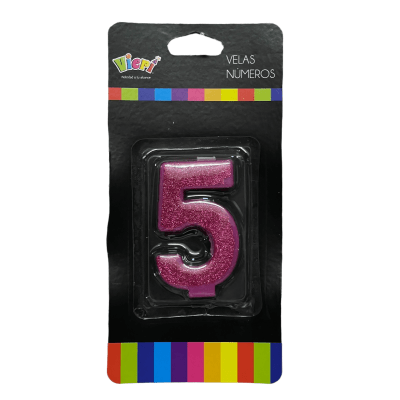 Vela glitter Fucsia n5