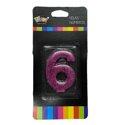 Vela glitter Fucsia n6
