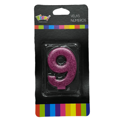 Vela glitter fucsia n9