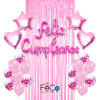 Set cortina globos feliz cumpleaños fucsia1
