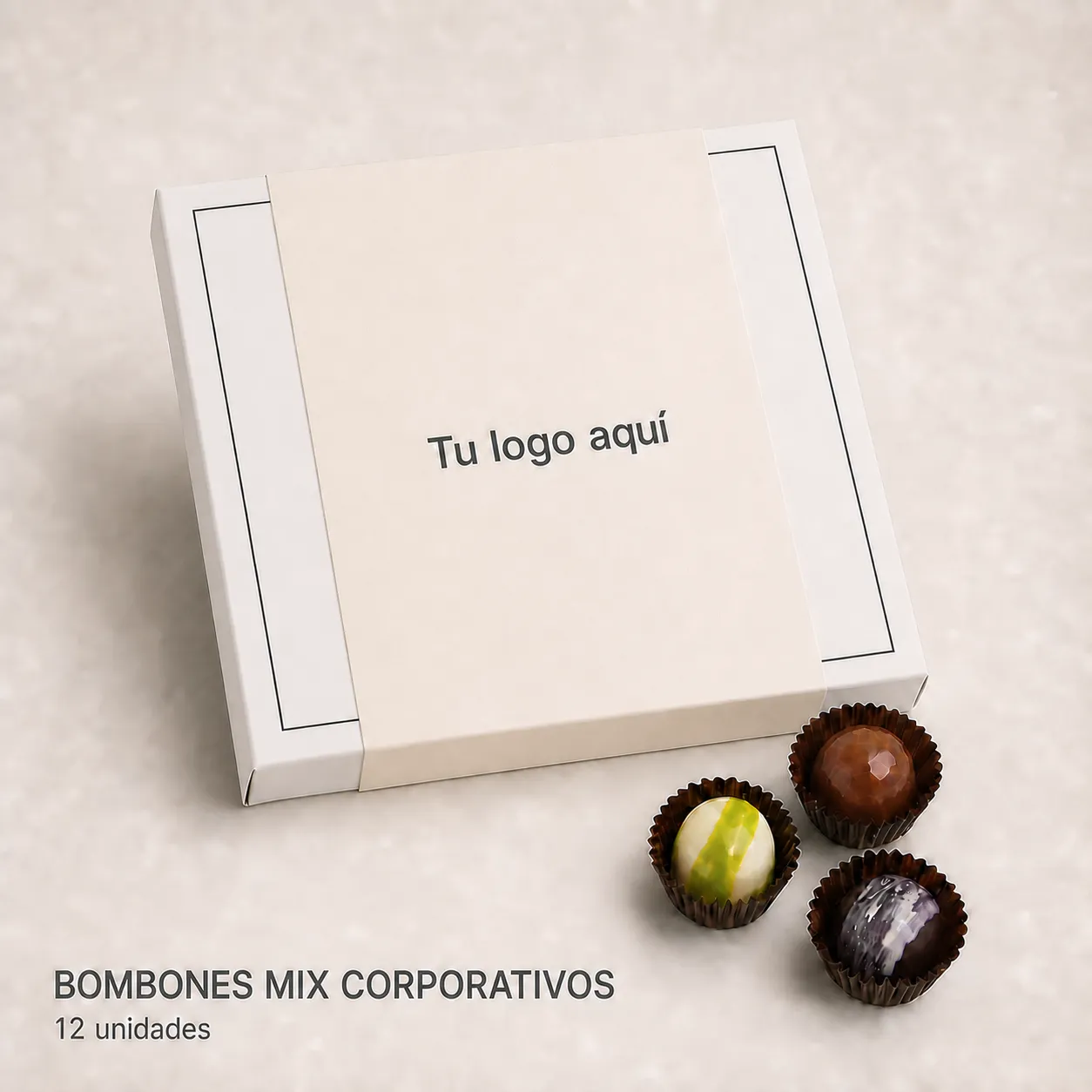 Caja corporativa de Bombones Mix de 12 unidades de Chocolates Ignis Terra
