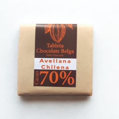Barra de Chocolate 70% con Avellana Chilena 50 gr. | Chocolates Artesanales de Magallanes