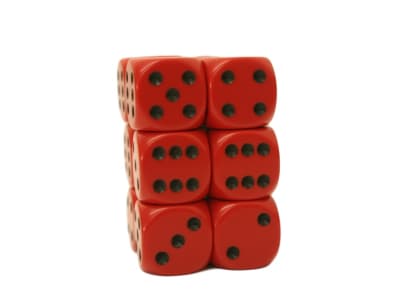 Chessex Set 12 Dados d6 (16mm) Opaque red/Black