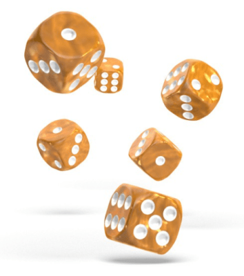 Oakie Doakie - D6 Dice 16mm Marble (12) - ORANGE1