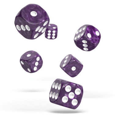 Oakie Doakie - D6 Dice 16mm Marble (12) - PURPLE1