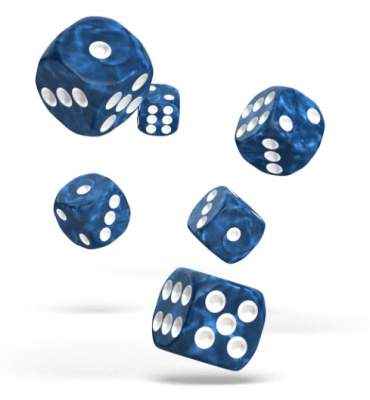 Oakie Doakie - D6 Dice 16mm Marble (12) - BLUE1