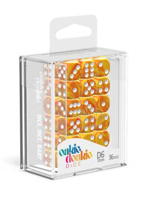Oakie Doakie - D6 Dice 12mm Marble (36) - Orange1