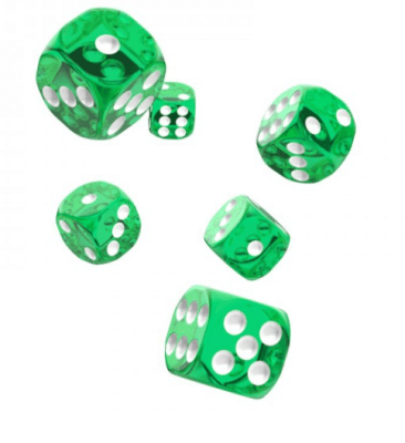 Oakie Doakie - D6 Dice 12mm Translucent (36) - GREEN1