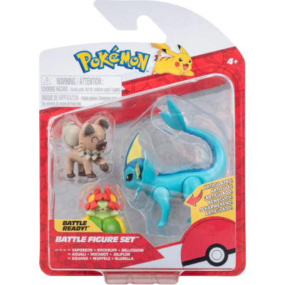 Battle Figure Set - Vaporeon + Rockruff + Bellossom