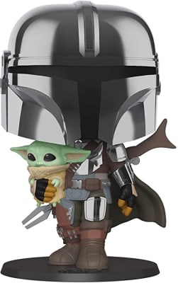 POP Star Wars #380 - THE MANDALORIAN w/THE CHILD (CHROME) (SUPER SIZE 10 Inch)1