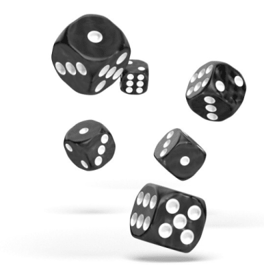 Oakie Doakie - D6 Dice 16mm Marble (12) - BLACK1