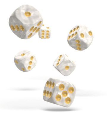 Oakie Doakie - D6 Dice 16mm Marble (12) - WHITE1