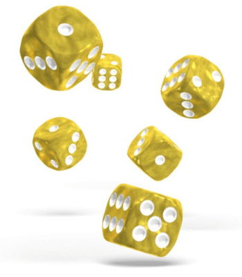 Oakie Doakie - D6 Dice 16mm Marble (12) - YELLOW1