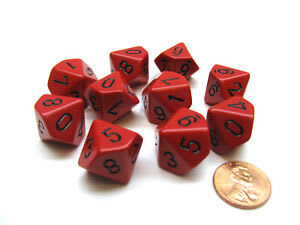 Chessex Set de 10 dados d10 Opaque Red/Black1