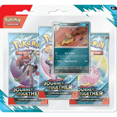 PKM TCG S&V Journey Together - 3-Pack Scrafty Blister Ingles1