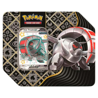 Paldean Fates TIN Shiny Iron Treads ex (Inglés)1