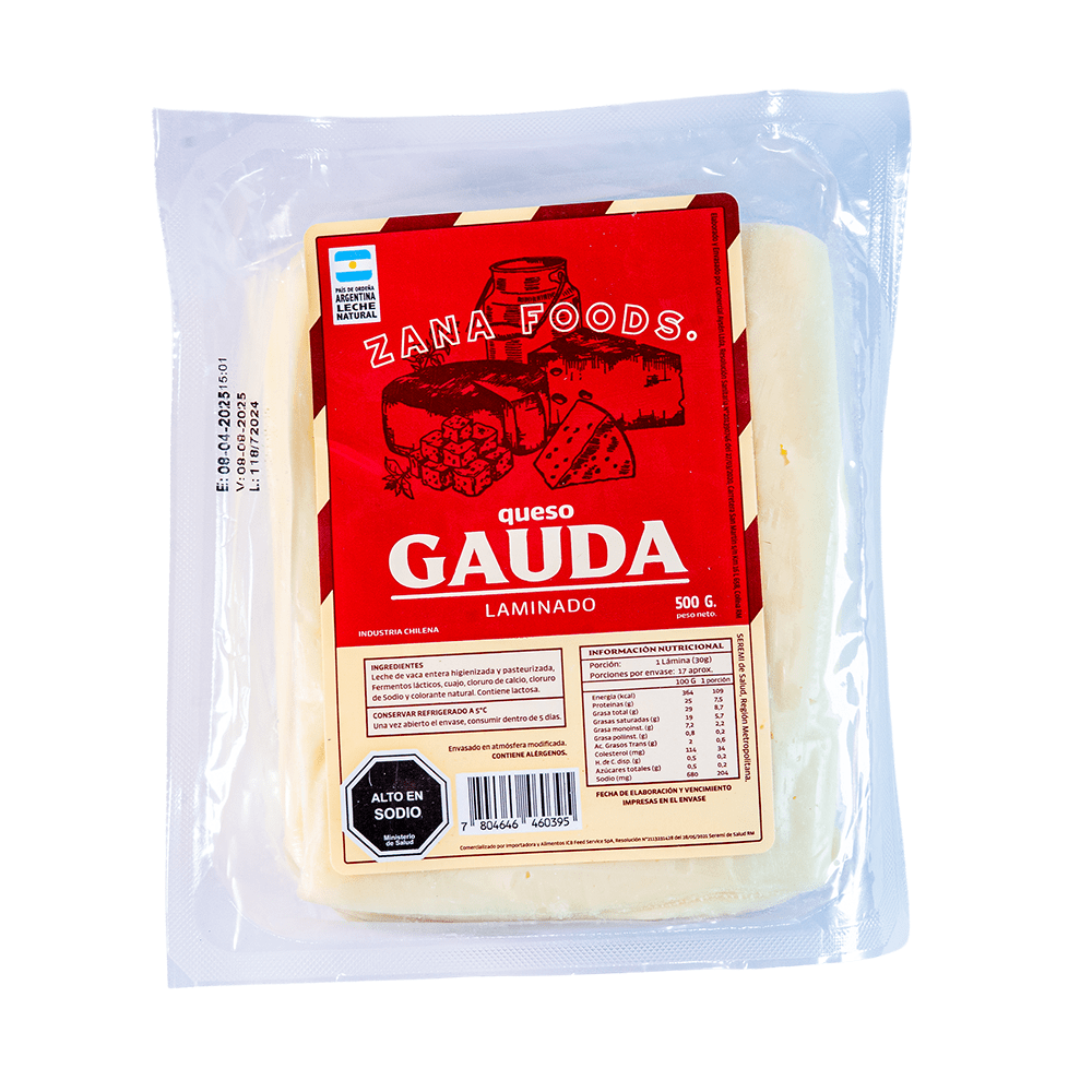 QUESO GAUDA LAMINADO 500 GRS ZANA FOODS1