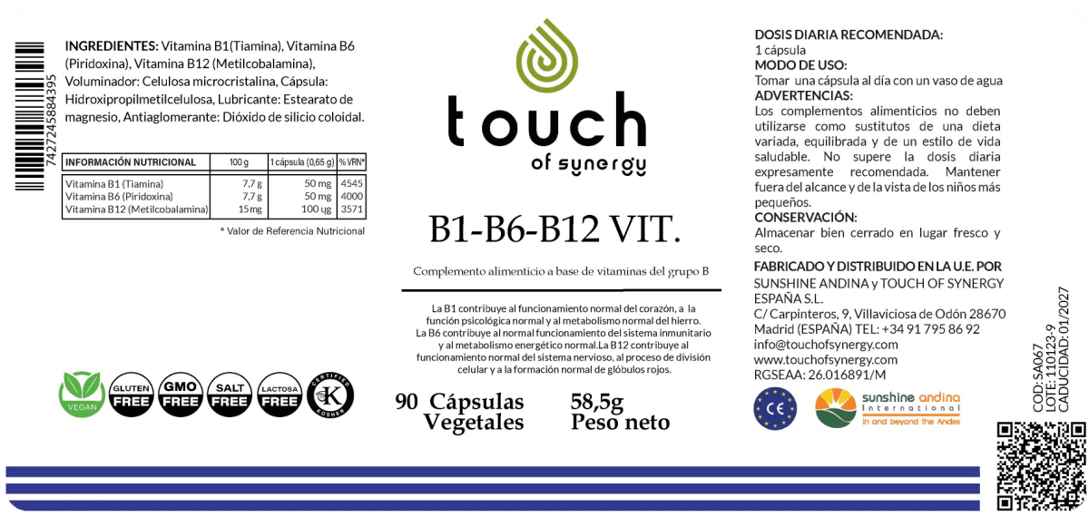 Vitamina B1 B6 B12 (90 cápsulas vegetales)2