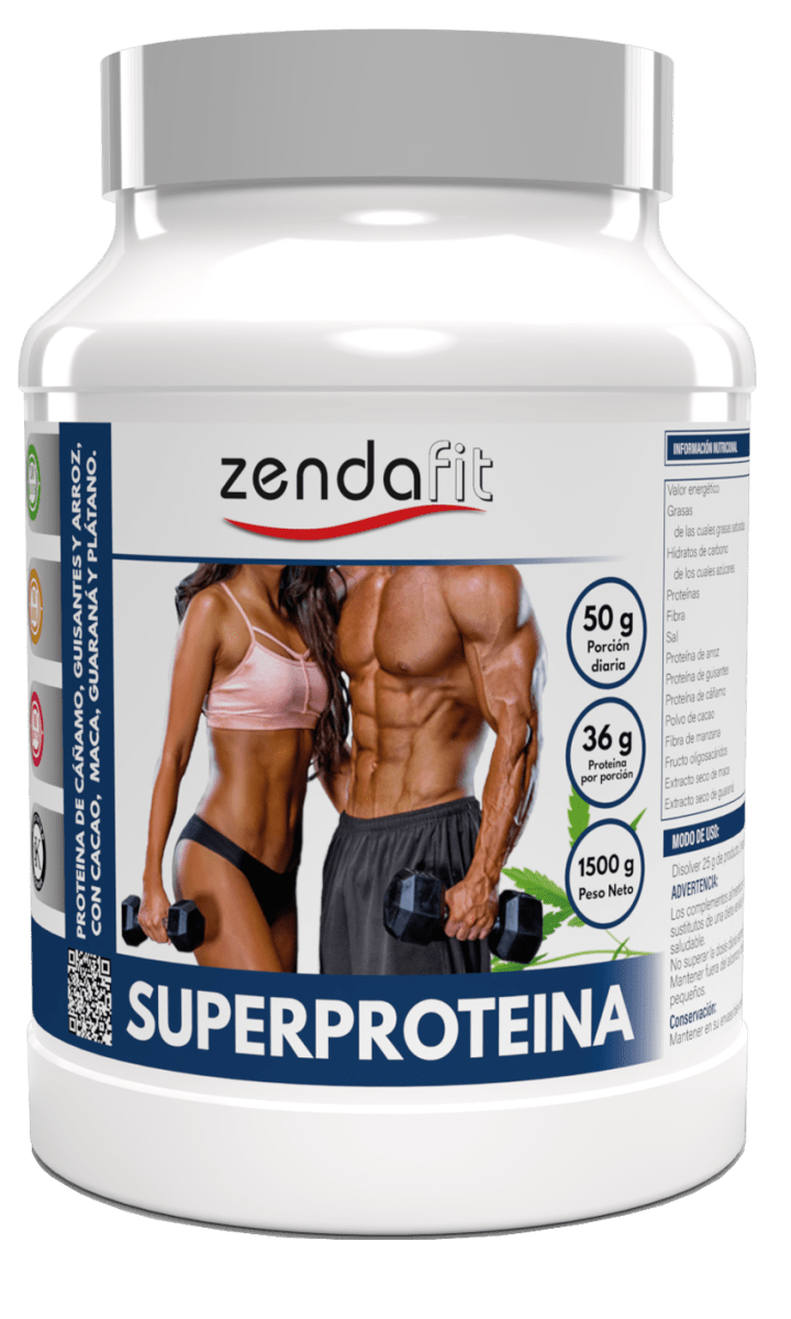 Superproteína de cáñamo, arroz y cacao, con maca y guaraná (polvo)1