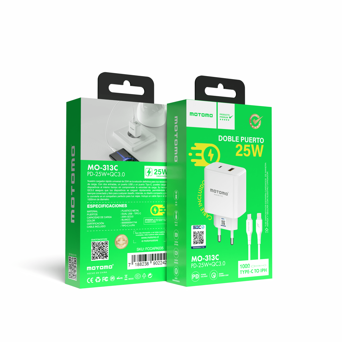 Cargador MO-313C PD 25W Lightning2