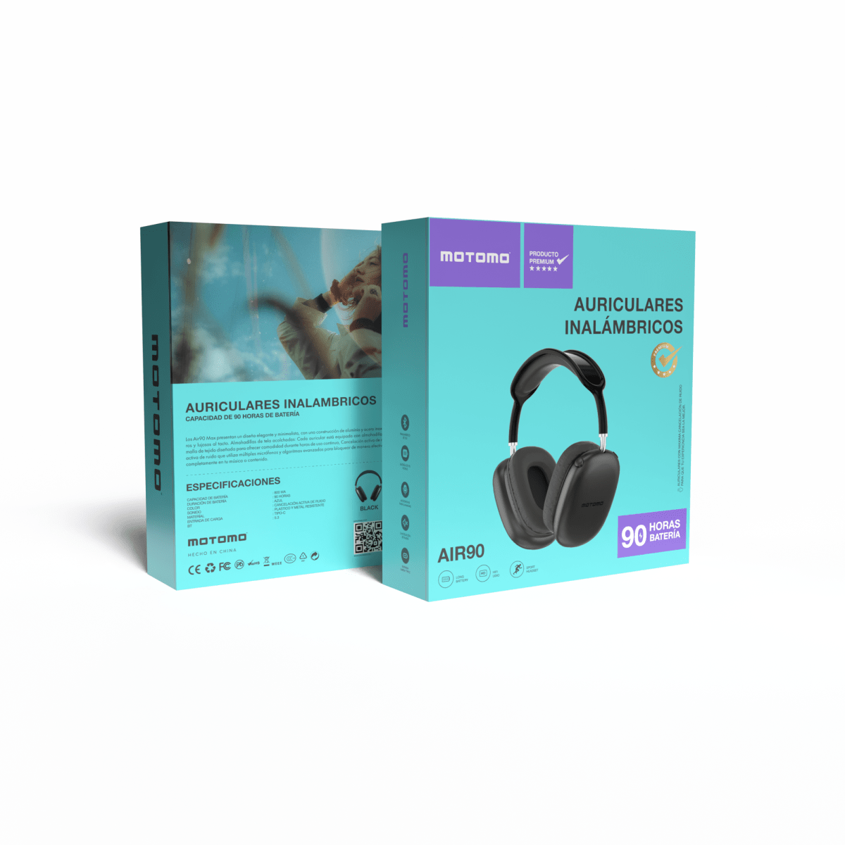 Headphones Motomo Air 90 Max Negro2