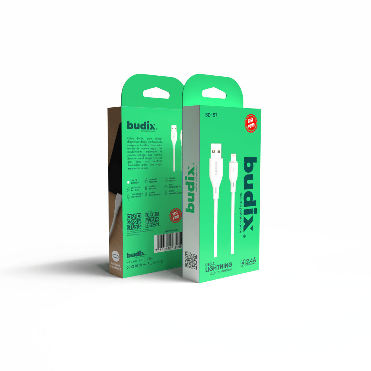 Cable Budix BD-57 USB-A a Lightning2