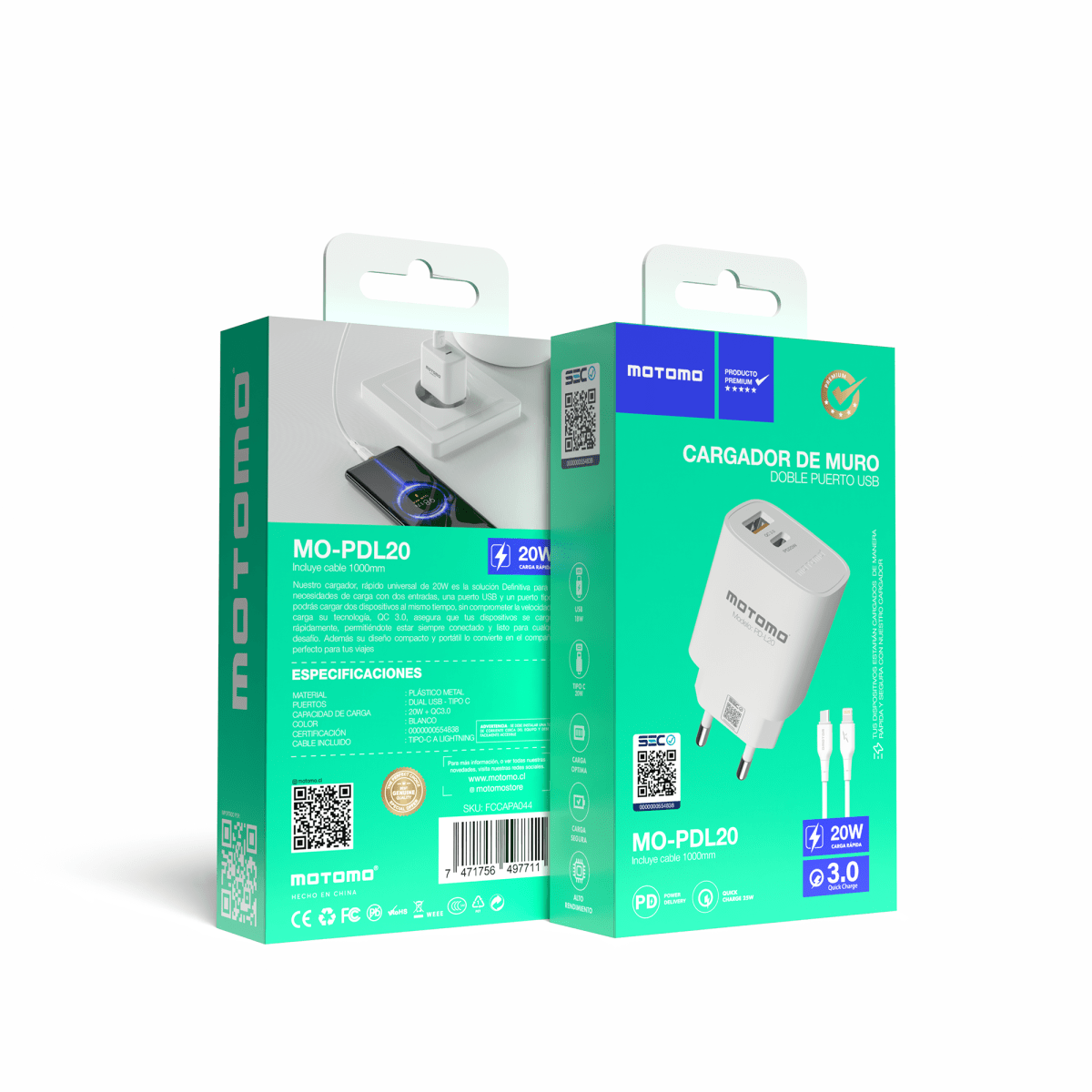 PD-L20 20W Dual Cable Lightning3