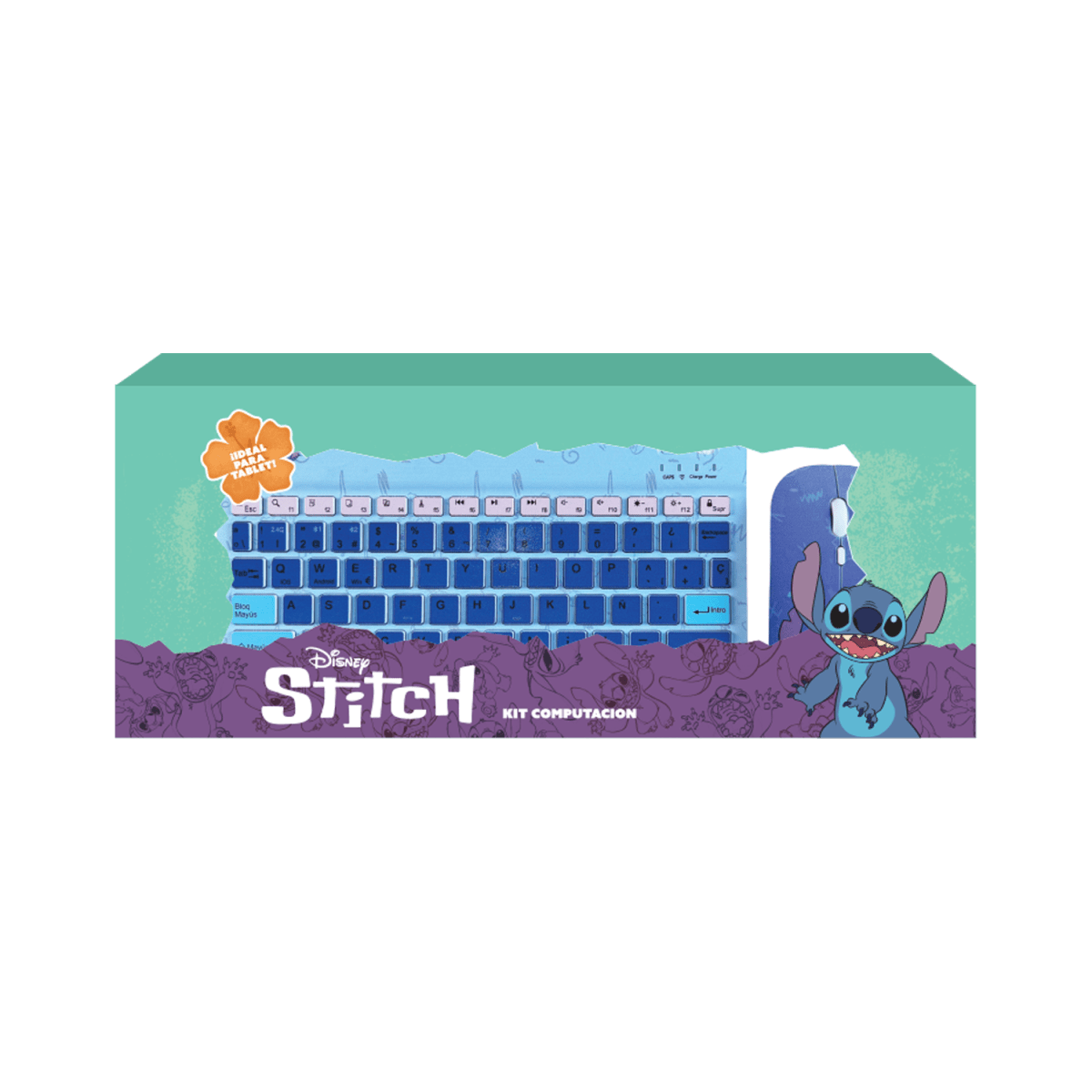 Set Set Teclado Mouse Stitch Celeste Azul2